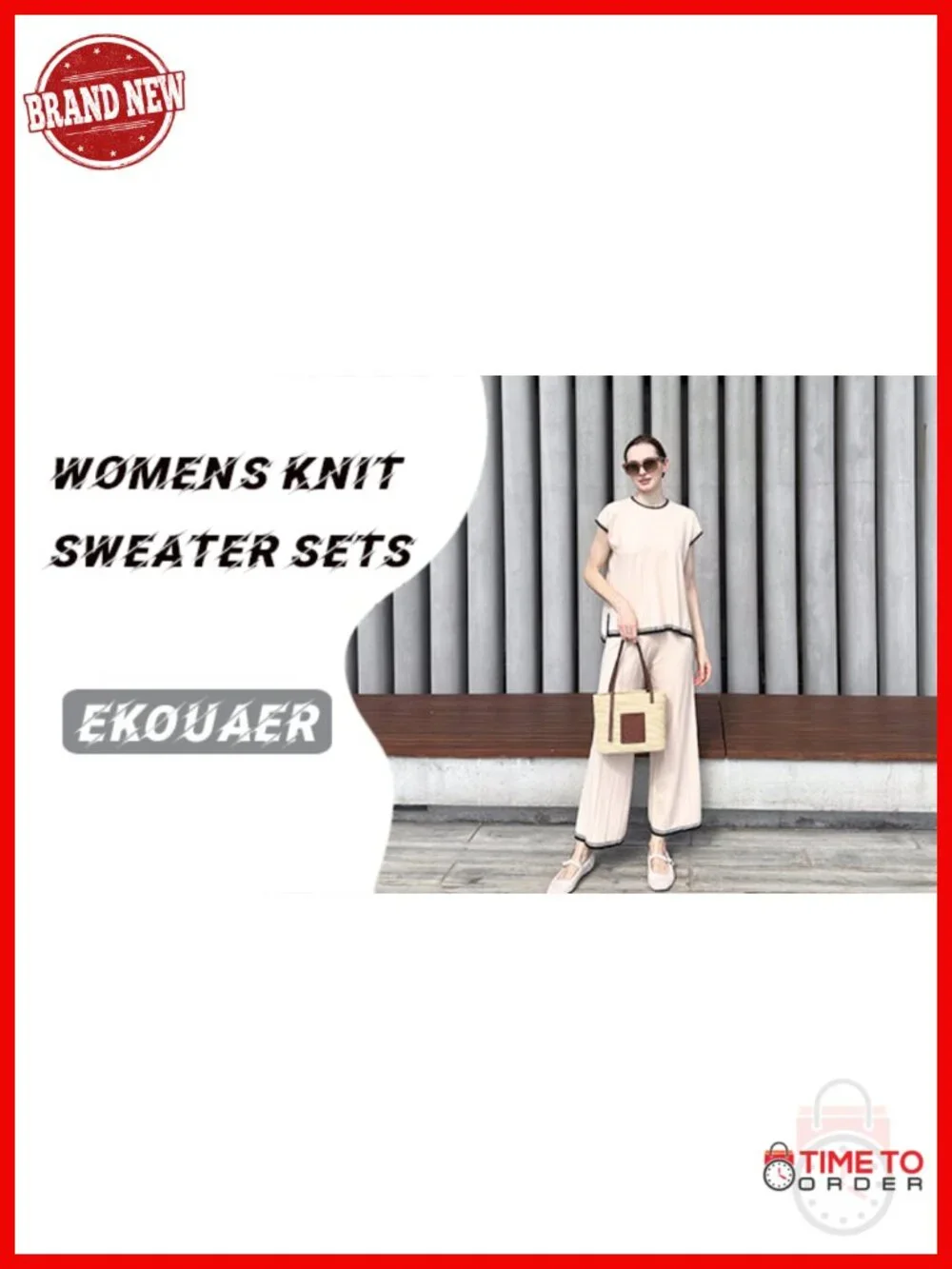 Knit Sweater Lounge Set 2 Piece Outfits Pullover Top Wide Leg Pants Sleeveless